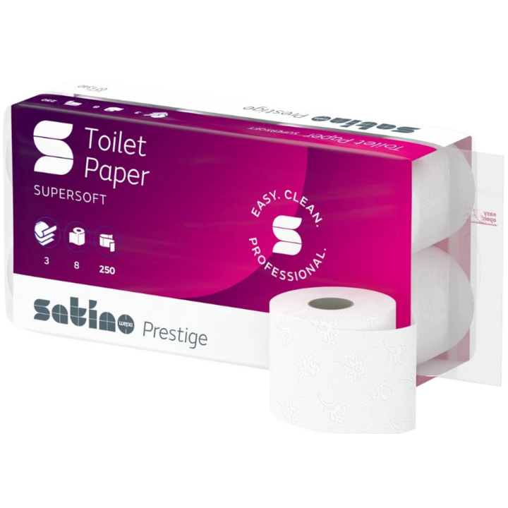 Satino Prestige | Toiletpapier | 250 Vel | 3-Laags | MT1 | Wit | 071340 (64 stuks)  - 0