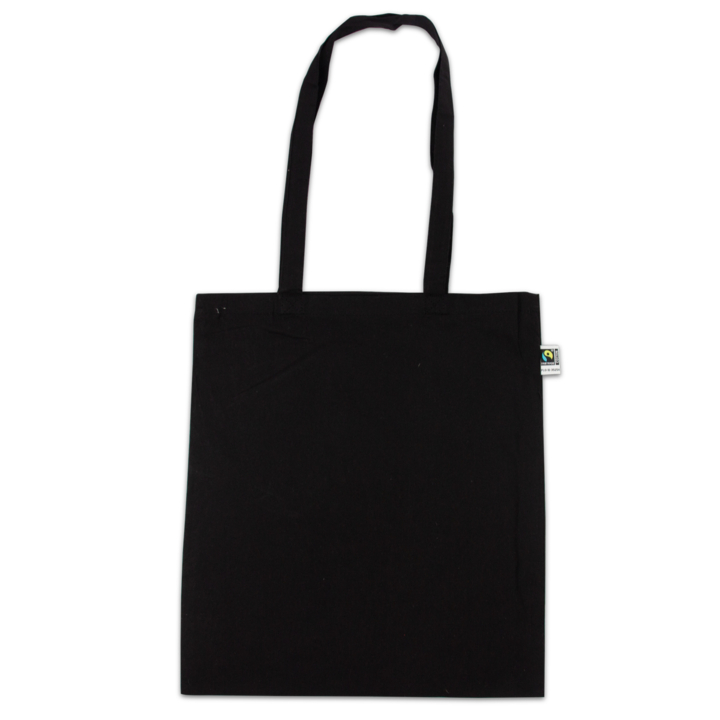 Draagtas, katoen, 38x42cm, Fairtrade®, lus, zwart (100 stuk) - 0
