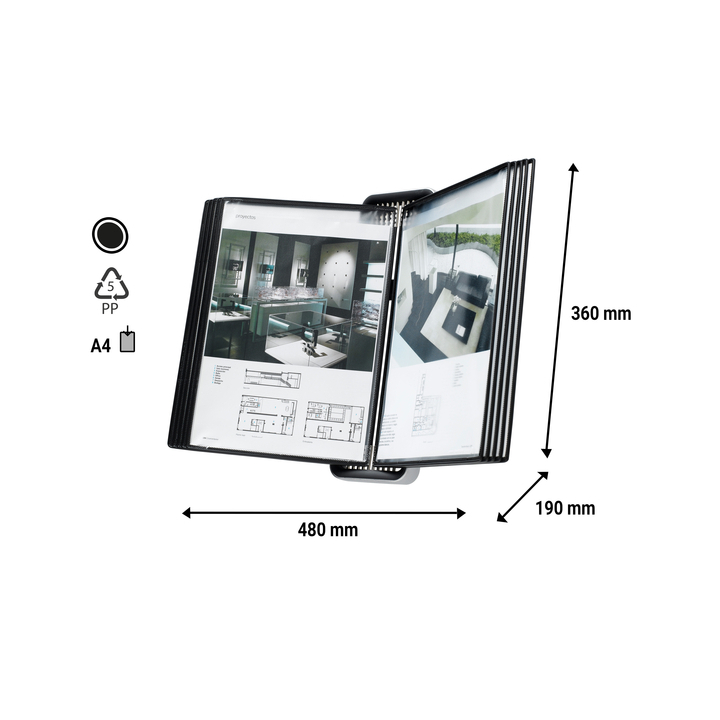 Zichtpanelensysteem wand tarifold veo a4 pp zwart(714507) - 1