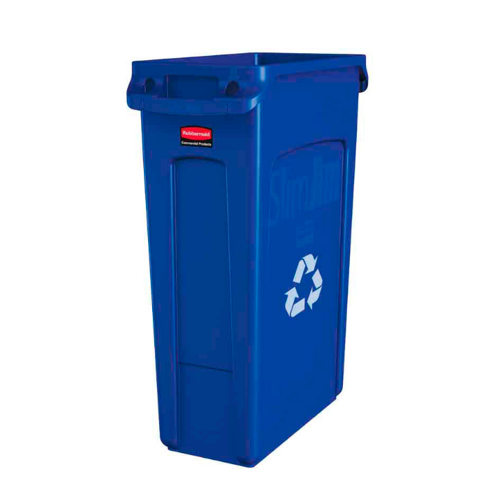 Rubbermaid Slim Jim, afvalbak, 87 liter, blauw, VB 186383 - 0