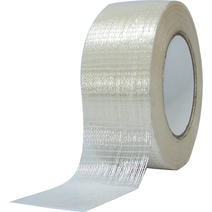 Kruislings versterkte tape, glasweefsel, 75mm x 50m, beige - 0