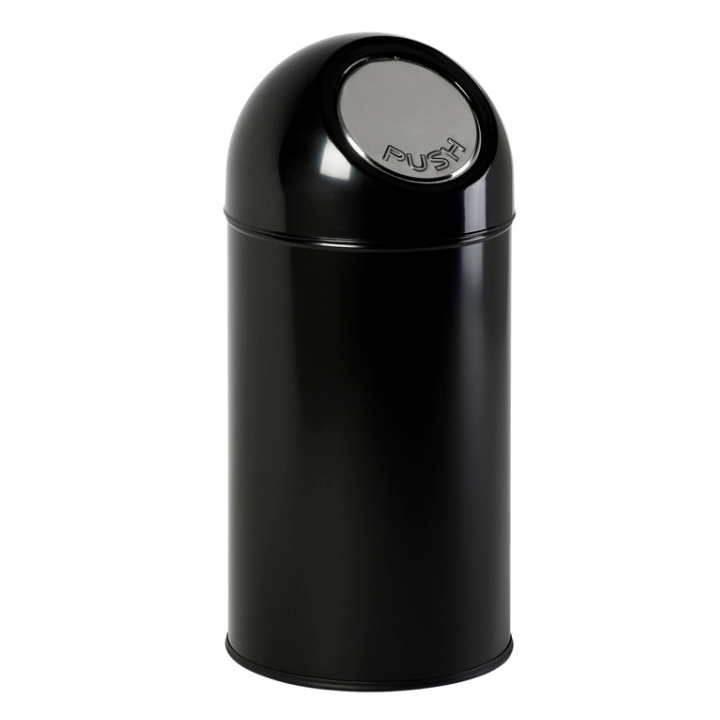 Afvalbak met pushdeksel & binnenbak, 40 liter, zwart, VB 480002 - 0