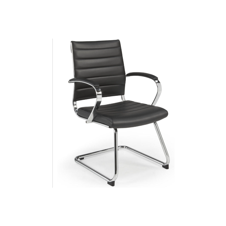 Vergaderstoel slede 602. m.a , kunstleder. chroom/zwart - 0