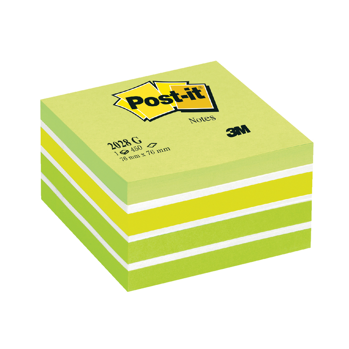 Memoblok 3m post-it 2028g 76x76mm aquarelle gn - 0