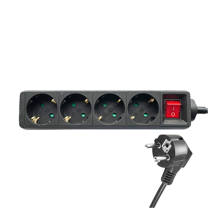 Stekkerdoos brasq  4 voudig 1.4 meter zwart(8742609) - 3