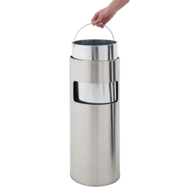 Papierbak met ashouder, 12.5 liter, mat RVS, VB 650187 - 2