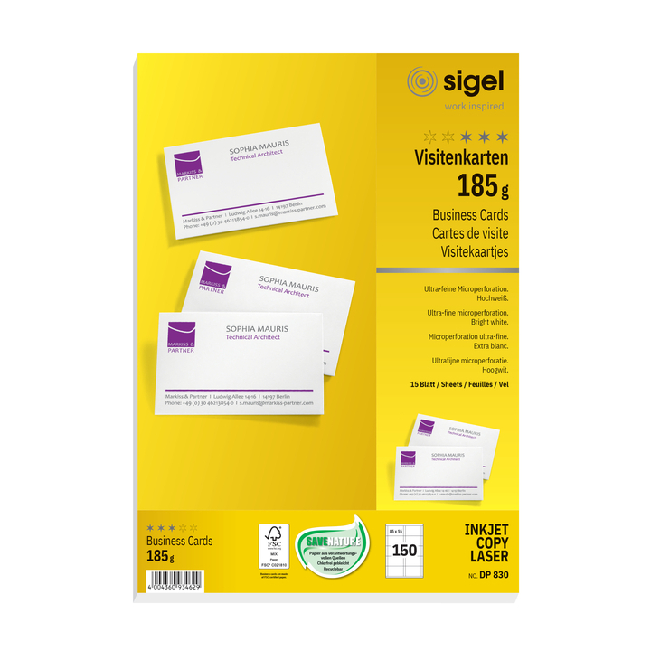 Visitekaartjes sigel 3c 180gr wit(si-dp830) - 0