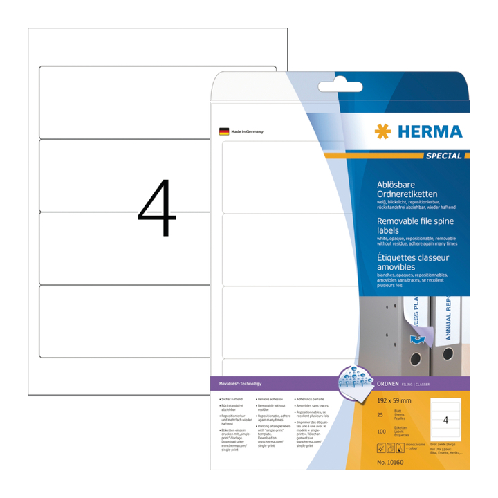 Etiket herma 10160 192x59mm a4 100st wit(10160) - 0