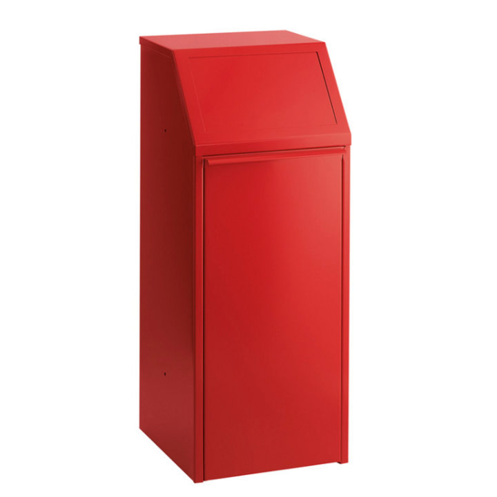 Metalen afvalbak met pushdeksel, 70 liter, rood, VB 205031 - 0
