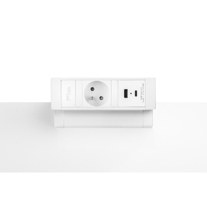 Filex, Power Desk Up 2.0, 1x 230V Frans, USB A+C, wit - 0