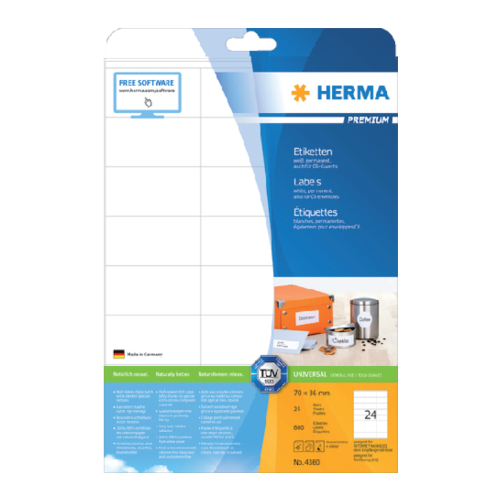 Etiket herma superprint 4360 70x36mm 600st - 0