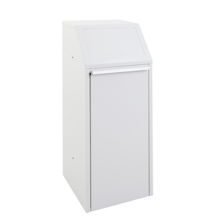 Metalen afvalbak met pushdeksel, 70 liter, grijs, VB 205031 - 0