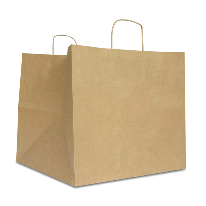 Draagtas, pizza, papier, gedraaid, 33+33x33cm,bruin (100st) - 0
