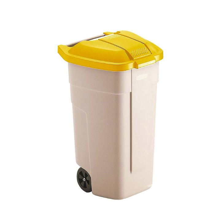 Afvalcontainer, 100 liter, beige/geel, VB 002900 - 0