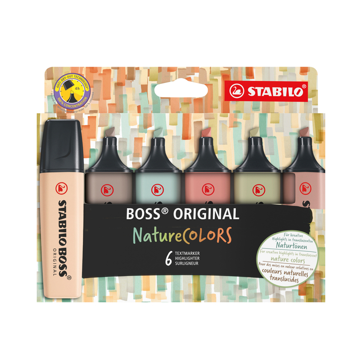 Markeerstift stabilo boss 70/6 nature etui à 6st(70/6-2-2) - 0