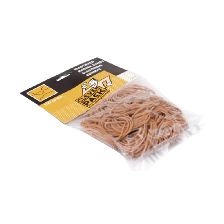 Elastiek cleverpack smal 65mmx1.5mm 100gr assorti - 0