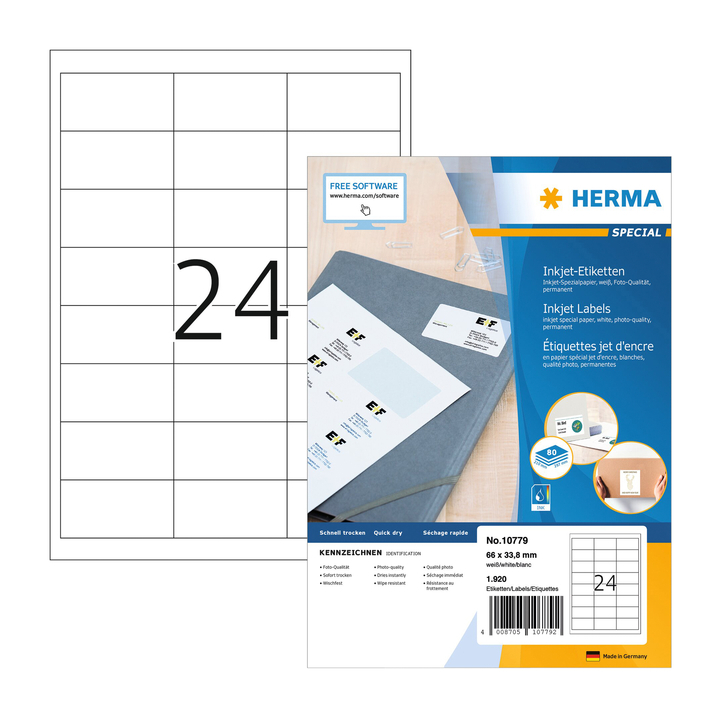 Etiket herma 10779 66x33.8mm wit 1920stuks(10779) - 0