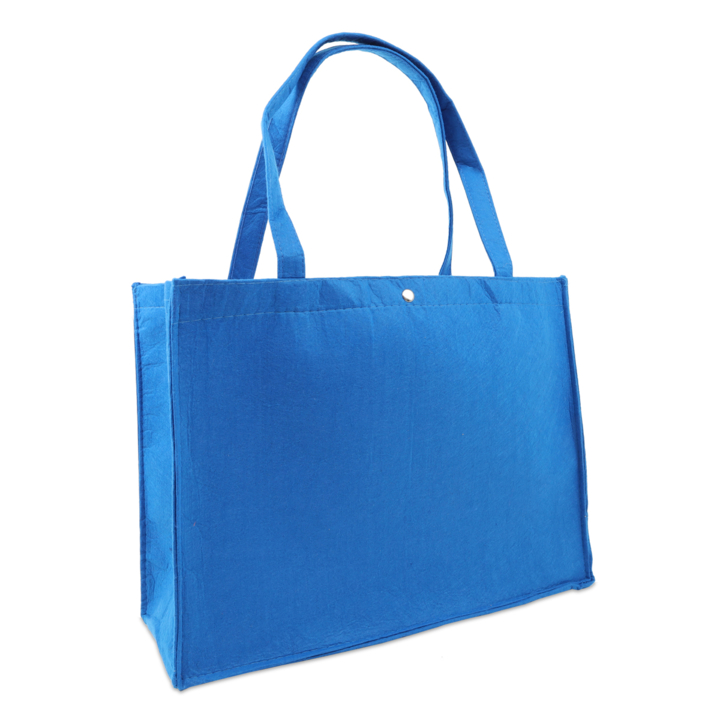 Draagtas, 45+15x33cm, vilt met drukknoop, blauw (50 stuks) - 0