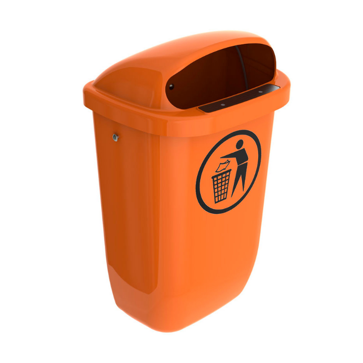 Din-PK, buitenafvalbak, 50 liter, oranje, VB 061556 - 0