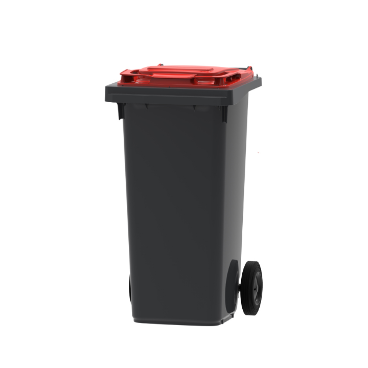 Mini-rolcontainer, 120 liter, grijs/rood, VB 120000 - 0