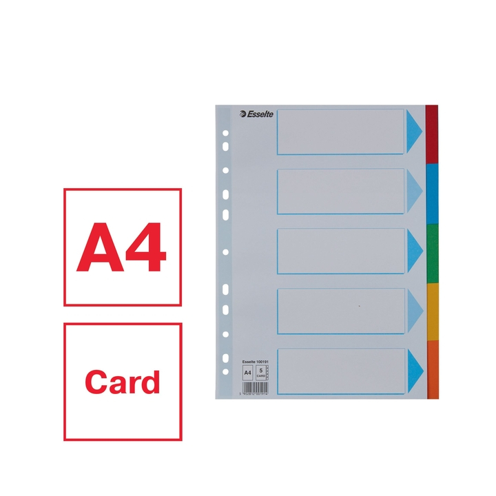 Tabbladen esselte a4 11r karton 5dlg(100191) - 2