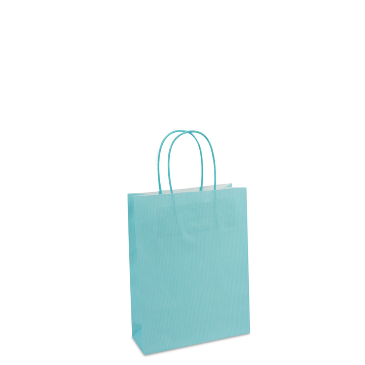 Draagtas, papier, gedraaid koord, 18+7x24cm, blauw (250 st) - 0