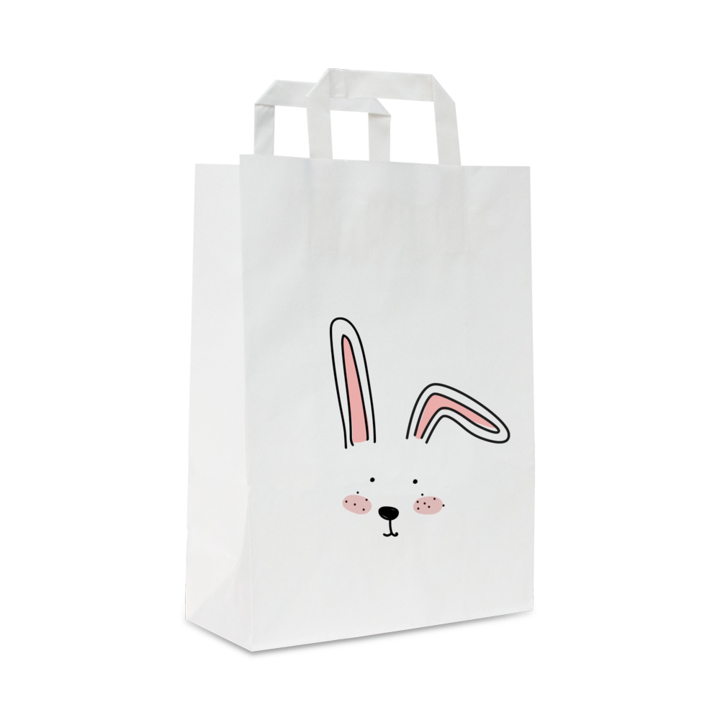 Pasen papieren draagtassen,Rabbit, 22+10x31cm, wit, (250st) - 0
