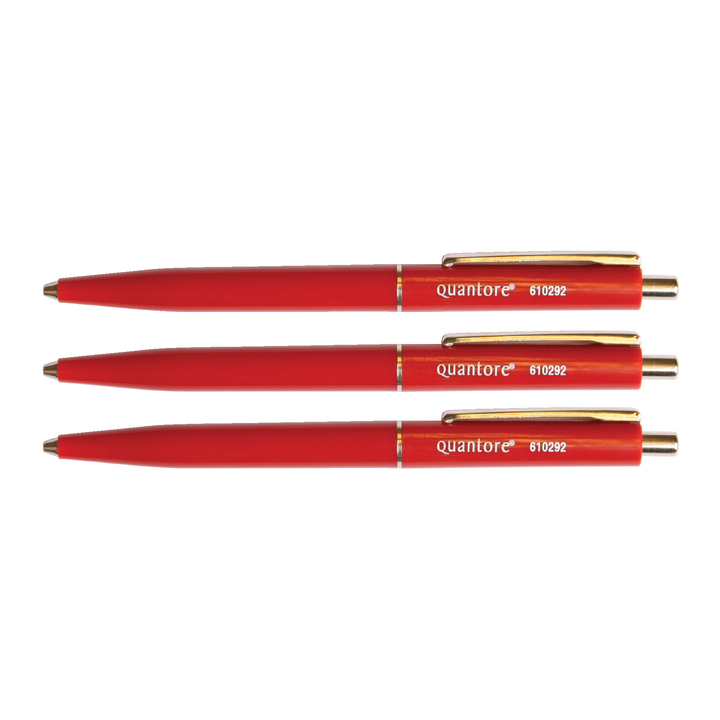 Balpen quantore retractable en metalen clip rood - 0