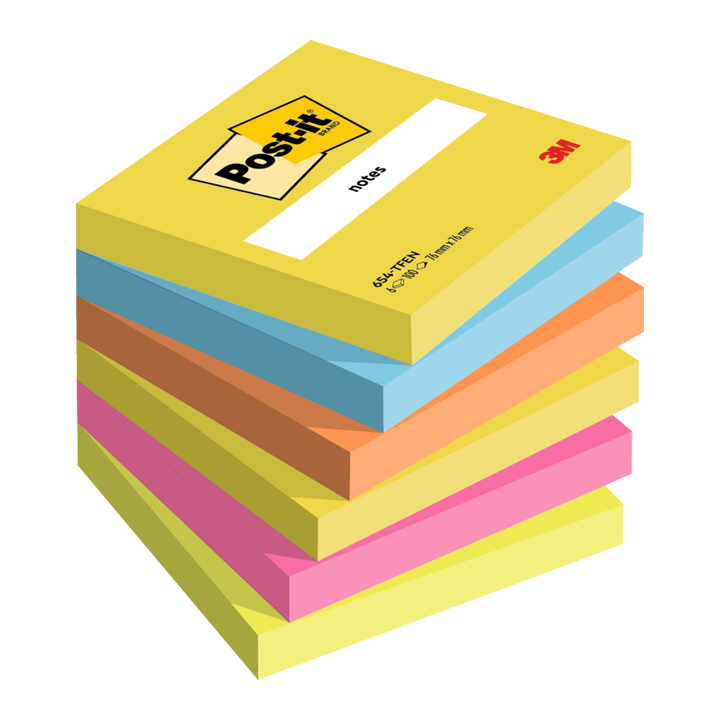 Memoblok 3m post-it 654 76x76mm energetic colours(654-tfen) - 0