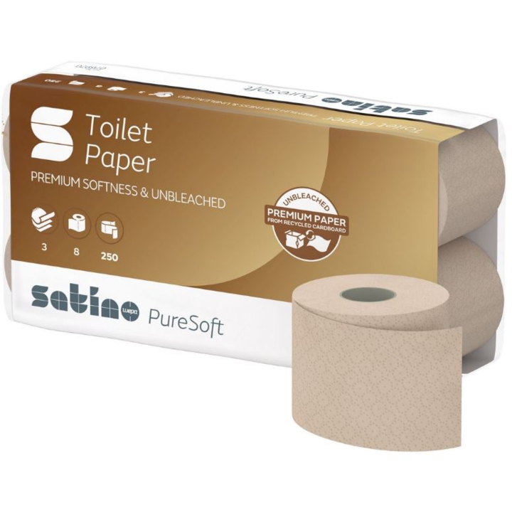 Satino PureSoft | Toiletpapier | 250 Vel | 3-Laags | MT1 | Soft Beige | 076970 (64 stuks)  - 0