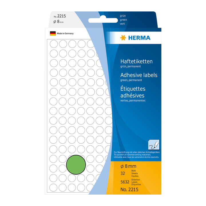 Etiket herma 2215 rond 8mm 5632st groen - 0