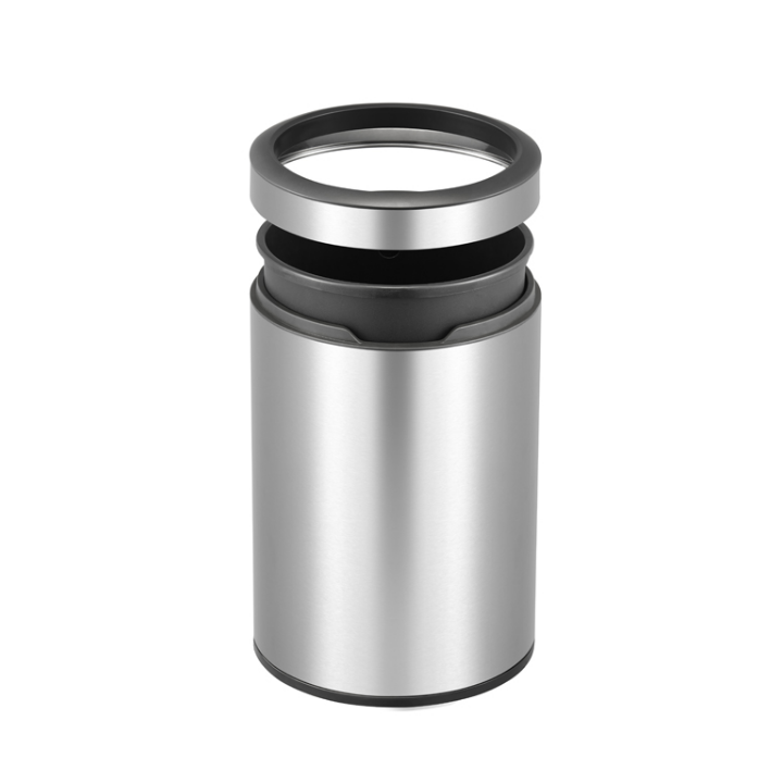 Round EKO, afvalbak met binnenemmer, open top, 12 liter, mat RVS, VB 903812 - 1