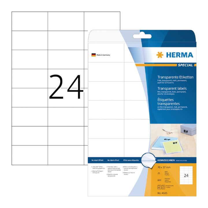 Etiket herma superprint 4685 70x37mm tr 600st - 0
