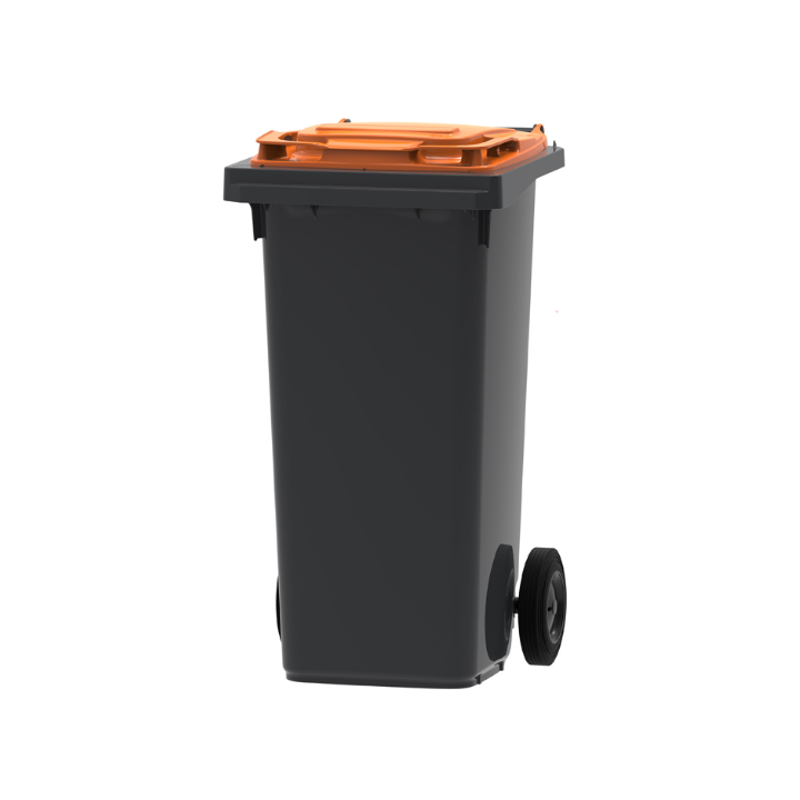 Mini-rolcontainer, 120 liter, grijs/oranje, VB 120000 - 0