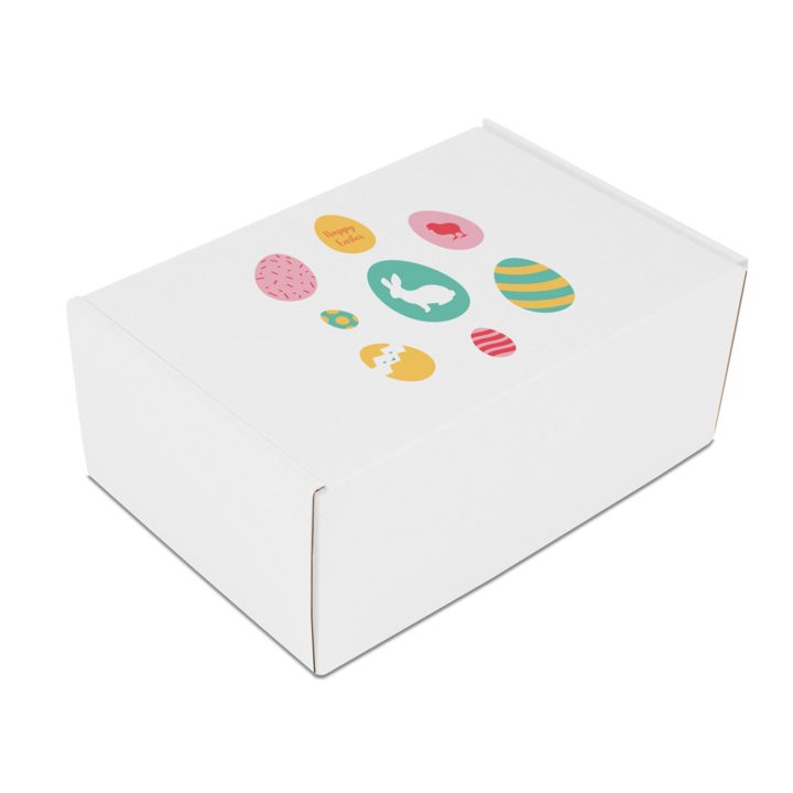 Pasen geschenkdozen,Pastel eggs, 33x25x8cm, wit, (100st) - 0