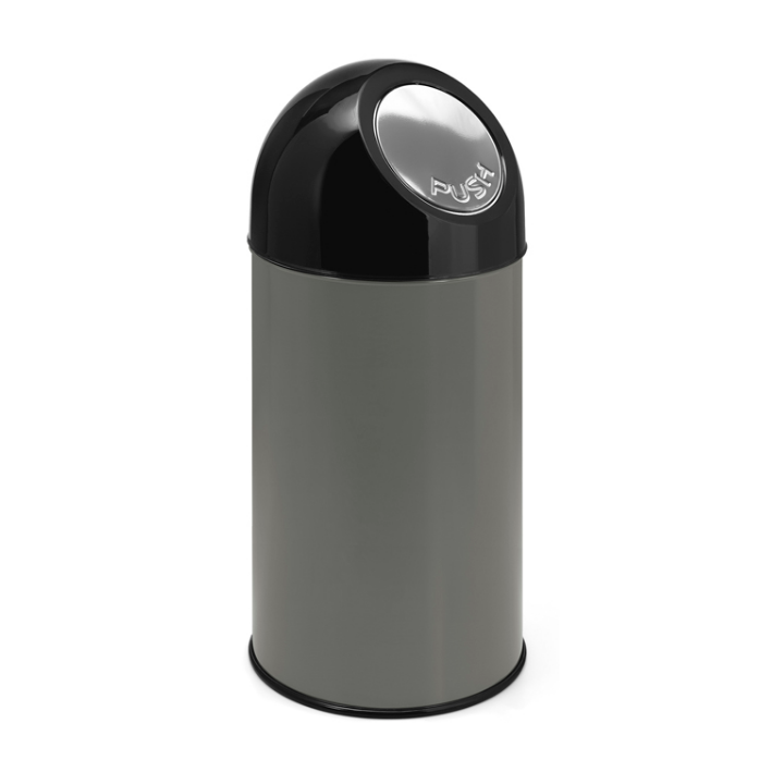 Afvalbak met pushdeksel, 40 liter, metallic/zwart, VB 480001 - 0