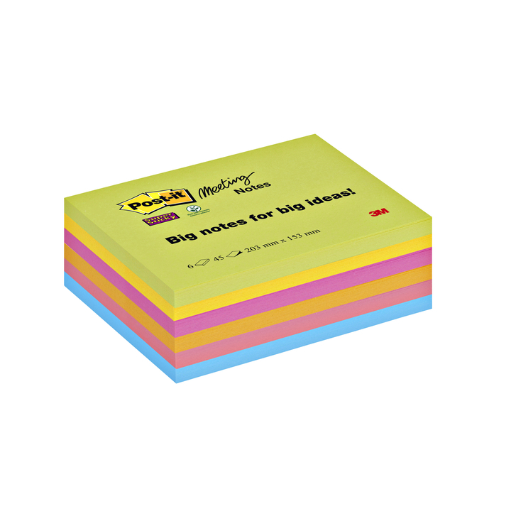 Post-it 3M, memoblok, 203x153mm, super sticky assorti, 8645 - 0