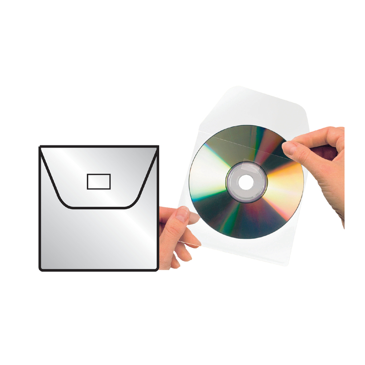Cd/dvd hoes, 127x127mm, klep niet zelfklevend, transparant - 0