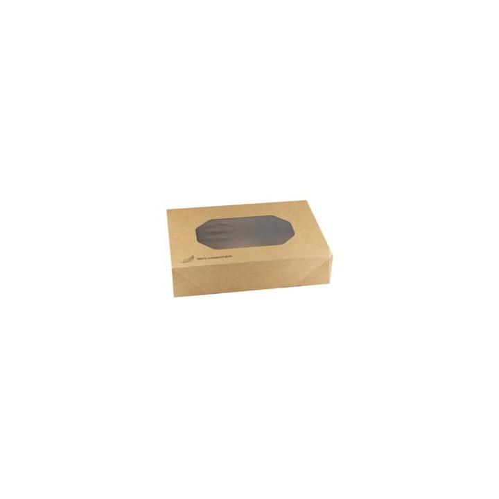 Cateringdoos, bruin kraft met venster, 46x32x8cm (10 stuks) - 0
