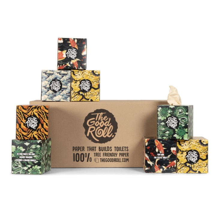 The Good Roll | Bamboe Facial Tissue | 3-Laags | The Happy | 342410903 (20 doos x 60 stuks) - 0