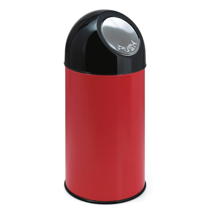 Afvalbak met pushdeksel & binnenbak, 40 liter, rood, VB 480002 - 0