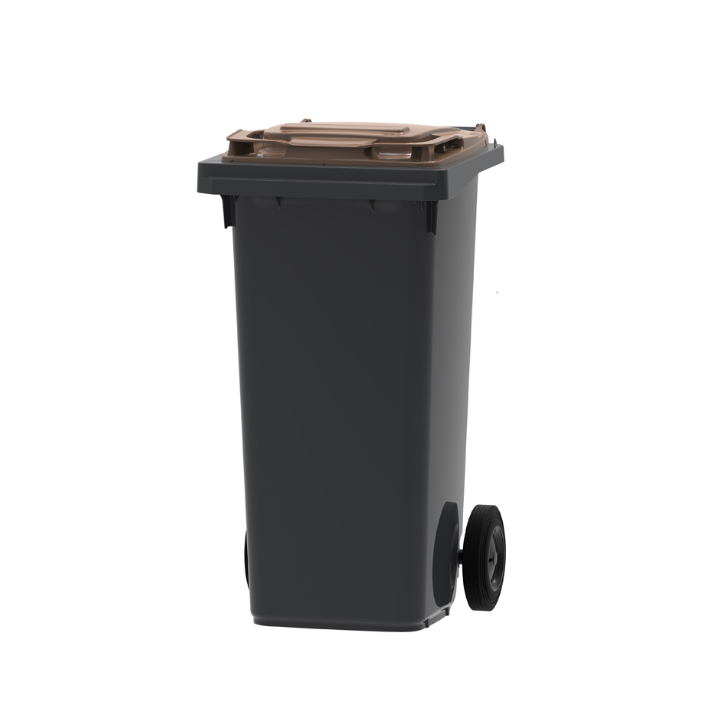 Mini-rolcontainer, 120 liter, grijs/bruin, VB 120000 - 0