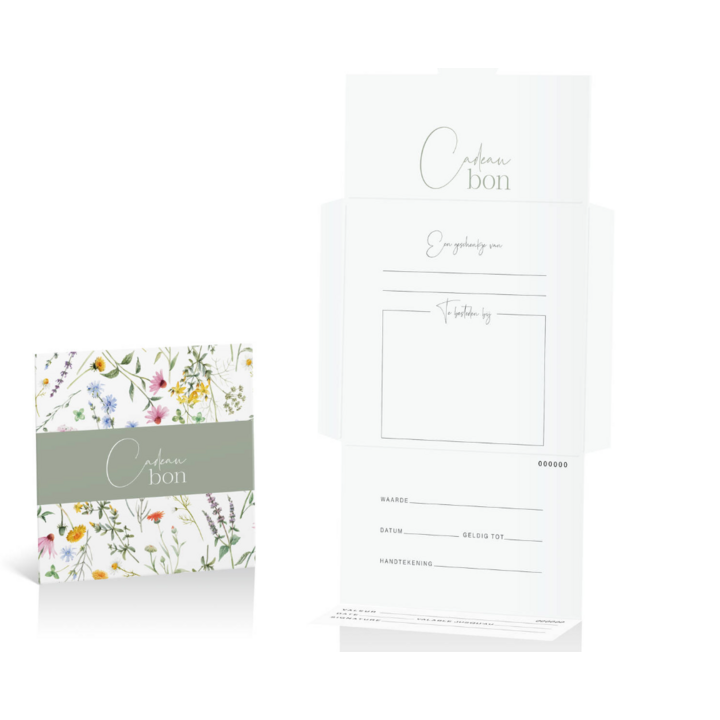Cadeaubon, dessin spring wild flowers, 12,5x12,5cm (10 st) - 1