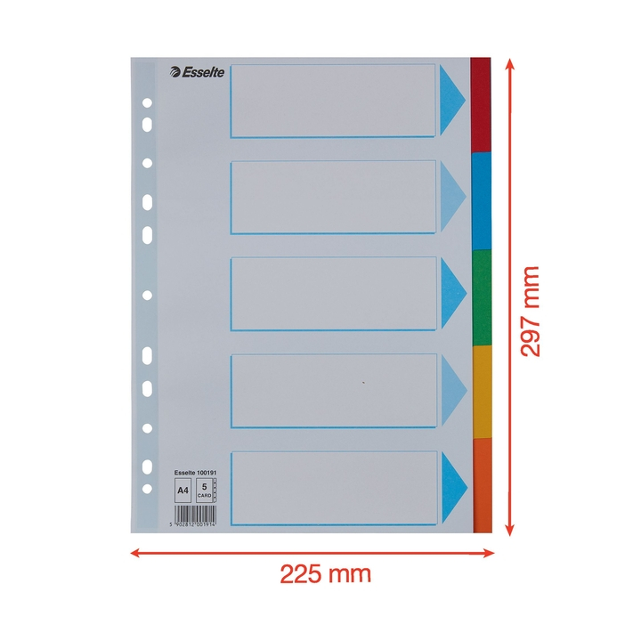 Tabbladen esselte a4 11r karton 5dlg(100191) - 1