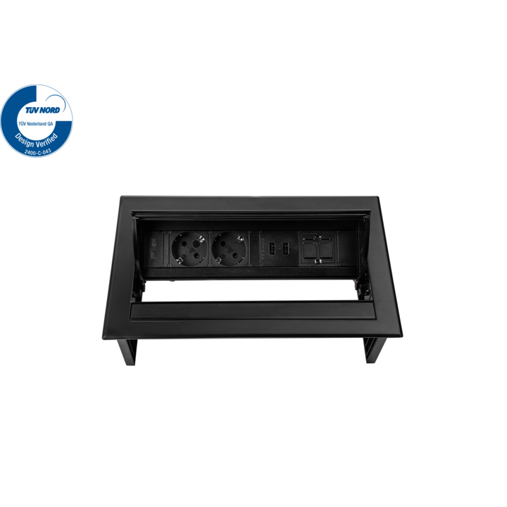 Filex, Power Desk In, 2x 230V, 2x USB, 1x keystone, zwart - 3