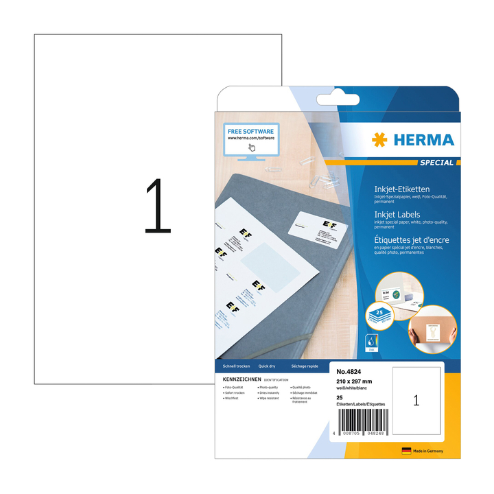 Etiket herma inkprint 4824 a4 25st - 0