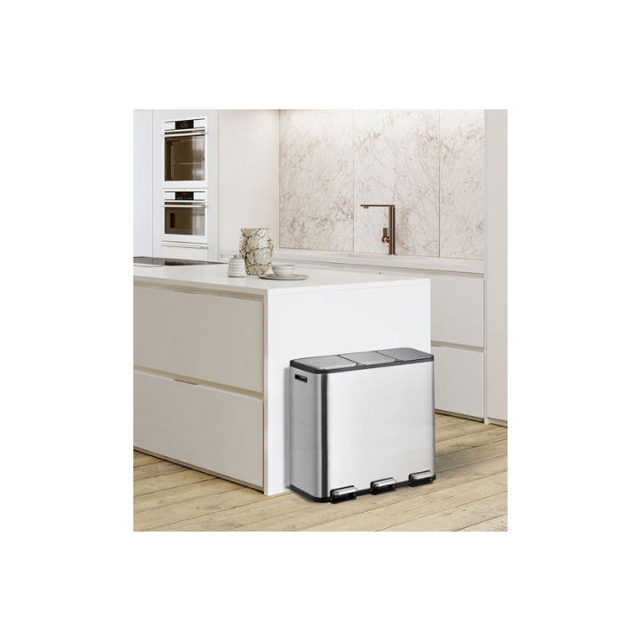 Ecocasa EKO, pedaalemmer, 3x15 liter, mat RVS, VB 912945 - 2