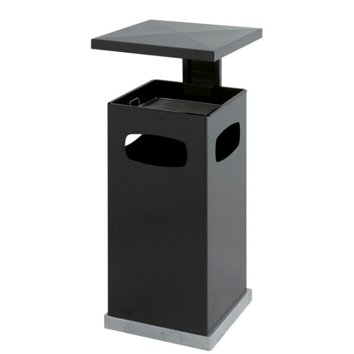 Afvalbak met ashouder en afdak, 70 liter, antraciet, VB 201211 - 0