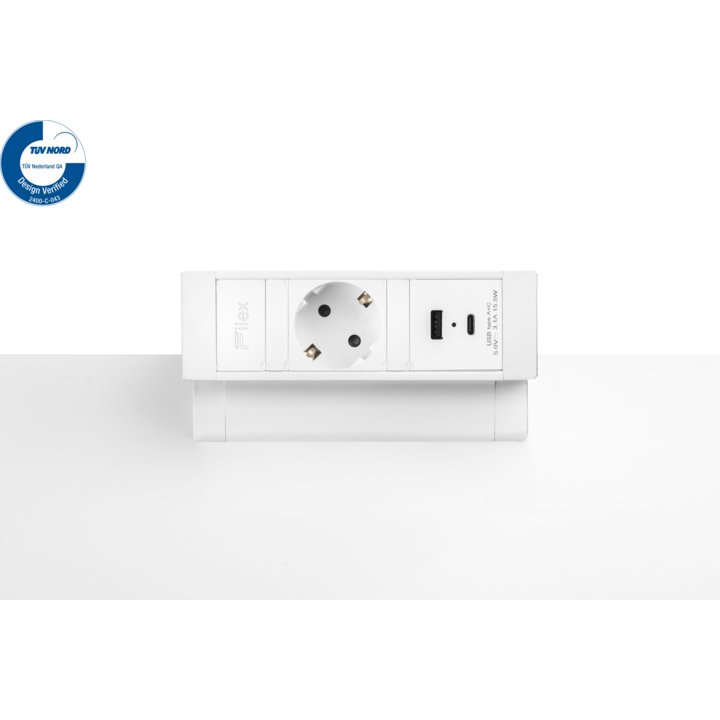 Filex, Power Desk Up 2.0, 1x 230V, 1x USB A+C, wit - 0