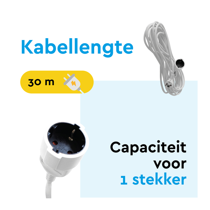 Verlengkabel brasq 30m wit(8742634) - 1